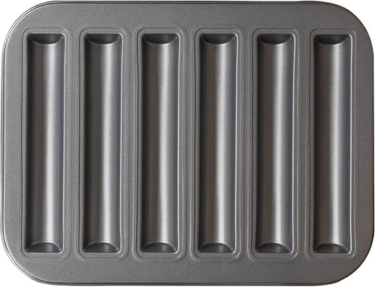 6 Cup Financier Cake Baking Pan Breadstick Biscotti Ladyfinger Donut Cookie Cornbread Stick Mini Bread Loaf Baguette Nonstick Small Muffin Cupcake Madeleine Tin Tray Mold