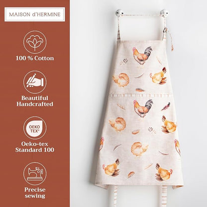Maison d' Hermine 100% Cotton Apron for women with Pocket Kitchen Chef Apron for Men Cooking Spring Summer