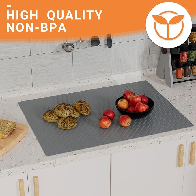 FLPMIX 11" Cabinet Drawer Liner Dark-Grey: Waterproof Kitchen Drawer Mat 11 x 240 Inch - Easy to Cut Small Shelf Liners for Cupboard Closet Pantry Shelving
