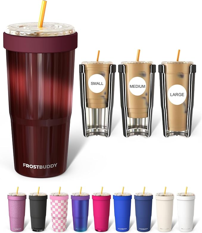 Frost Buddy Togo Buddy 30oz Stainless Steel Vacuum Insulated Tumbler To Go Coffee Cup – Iced Coffee Cups, Iced Coffee Sleeve, Travel Mug, Thermal Cup for Hot & Cold Drinks, Dunkin Cup (Cinnamon)