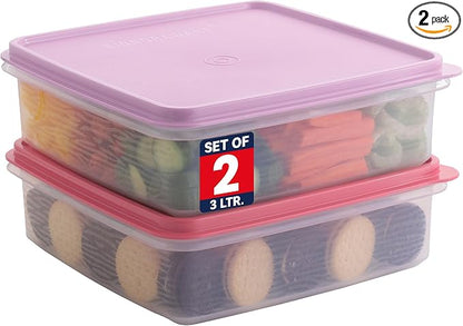Plastic Storage Containers with Lids – 2-Pack 3L Cupcake Carrier – Leakproof Cookie Storage Containers Airtight – BPA-Free Plastic Containers with Lids for Food Storage, Meal Prep, Leftovers, Cupcakes