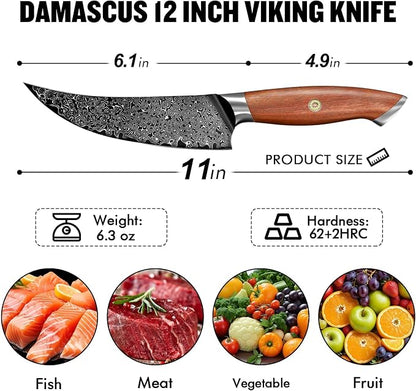 Freelander 6.1 inch Viking Knife – Traditional Viking Style Blade with 4.9 inch Walnut Handle, Full Tang Construction – Unique Outdoor Knife with Premium Craftsmanship