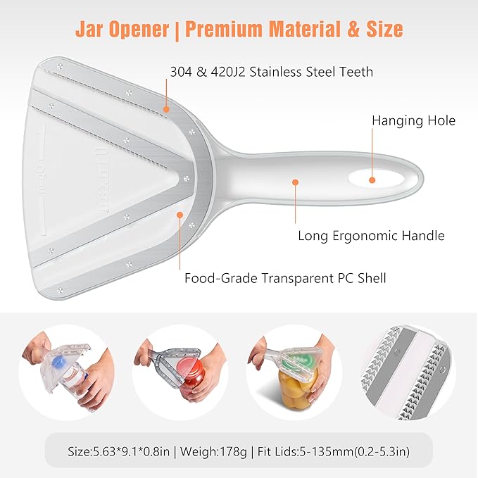Uinxan Jar Opener for Weak Hands & Seniors with Arthritis - Handheld Manual | Effortlessly Opens Stubborn Screw Lids & Bottle Caps. 304 Stainless Steel. Durable. Patented Kitchen Gadget (Purple)
