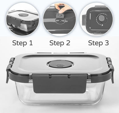10 Pack Glass Food Storage Containers with Lids, Airtight Meal Prep Containers, Glass Lunch Containers Built in Air Vents, Dishwasher Safe, Grey