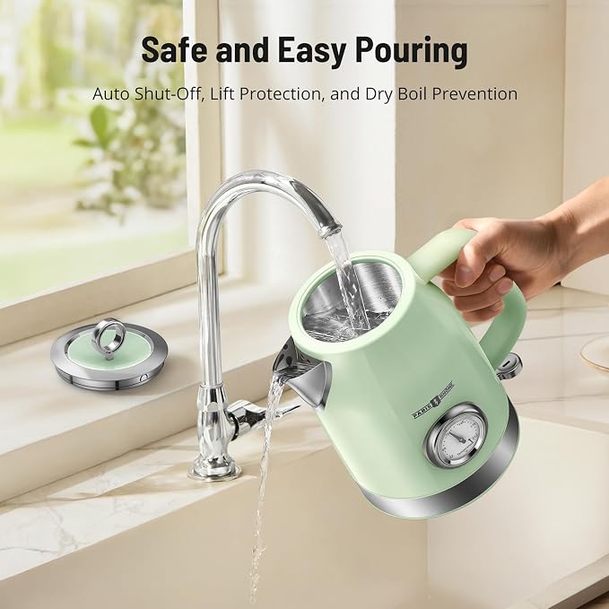 Paris Rhône Electric Kettle, Tea Kettle with 6 Temperature Settings, 1.7L Cordless Hot Water Boiler Heater, Strix Thermostat, Touch Control, Auto-Shutoff/Boil-Dry Protection, Keep Warm, LED Indicator