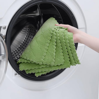 Homaxy 18 Pack Kitchen Cloths Dish Towels (7" x 9", Grass Green), Super Soft and Absorbent Coral Velvet Dishcloths, Fast Drying No Lint Microfiber Cleaning Cloth