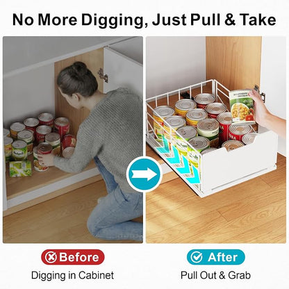 iSPECLE Pull Out Cabinet Drawer - For (12" - 36") Wide Cabinet, No Drilling Ideal for Renter, Easy Slide Out Access Items No More Digging, Large Capacity Store More for Kitchen Pantry Bathroom, 1 Pack
