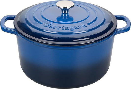 VORRINGARD Enameled Cast Iron Dutch Oven Pot with Lid, for Sourdough Bread Baking, Round Dutch Ovens, 4.5 Quart, Blue