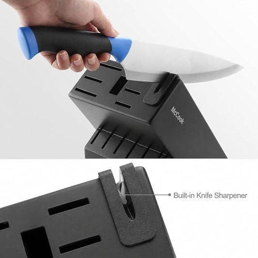 McCook Knife Sets, German Stainless Steel Kitchen Knife Block Sets with Built-in Sharpener