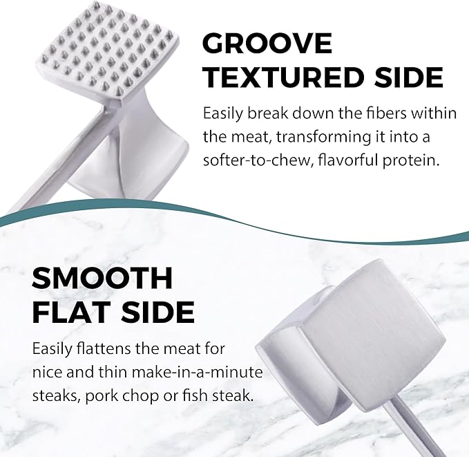 KITEXPERT Meat Tenderizer Hammer with Comfortable-Grip Handle, Dual-side Mallet for Kitchen, Heavy Duty Pounder For Tenderizing Steak, Beef and Fish, Pink