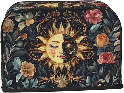 Sun Moon Toaster Cover 2 Slice Wide Slot Washable Kitchen Appliance Covers Fingerprint Bread Machine Dust Cover Small Toaster Oven Accessories Covers Bread Maker Bag Women Gift