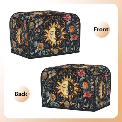 Sun Moon Toaster Cover 2 Slice Wide Slot Washable Kitchen Appliance Covers Fingerprint Bread Machine Dust Cover Small Toaster Oven Accessories Covers Bread Maker Bag Women Gift