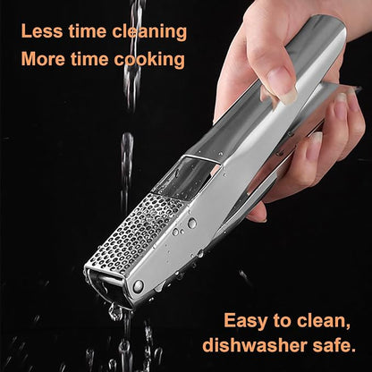 Garlic Press Stainless Steel, Garlic Crusher, Easy-Clean | 304 stainless steel, no peeling, ergonomic handles, dishwasher safe, 5 cm chamber