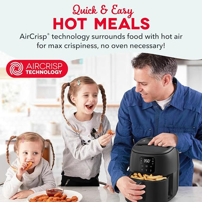 Dash Tasti-Crisp™ Digital Air Fryer – 2.6 Quart Small Compact Mini Air Fryer for French Fries, Nuggets & More, 1-2 People, Auto Shut Off, Adjustable Temp, Dishwasher Safe Parts - Black