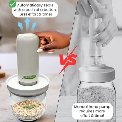FERMALIFE Vacuum Seal Jar – Airtight Food Storage, Preserves Freshness, Meal Prep & Pantry Organization, 15oz, White (No Pump)