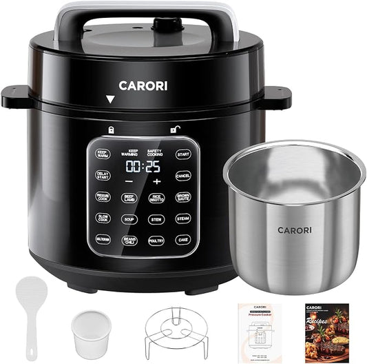 Electric Pressure Cooker 6 Qt, 9 Functions Programmable Instant Pot with IMD Touchscreen, Rice Cook, Slow Cook, Steam, Sauté, Warm, 16+ Safety Features, 1000W Black