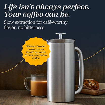 ESPRO Fathers Day French Press Coffee Maker for Dad, Pro P7 Brushed Stainless Steel 304, Patented Double Walled Micro-Filter, Insulated Grit-Free Brew, Heat Resistant BPA Free, 32oz