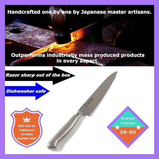 Japanese Petty Knife INOX AUS-8A Stainless Steel Integrated Handle, 6-inch (150mm)