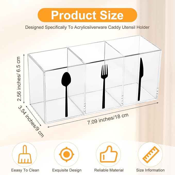 Cutlery Storage Organizer Silverware Caddy Utensil Holder Countertop Knife Spoon and Fork Organizer Kitchen 3 Section Tableware Storage Box Indoor Party Outdoor Tableware Holder