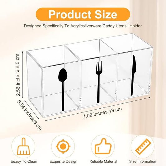 Cutlery Storage Organizer Silverware Caddy Utensil Holder Countertop Knife Spoon and Fork Organizer Kitchen 3 Section Tableware Storage Box Indoor Party Outdoor Tableware Holder