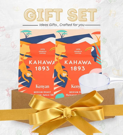 Kenya – 3x Kahawa 1893 Coffee Whole Bean Medium Kenyan 12 oz Bundle with Plastic Clear Measuring Cup – Balanced Medium Roast with Smooth Blackcurrant and Apricot Notes Gift Set (3 Items)