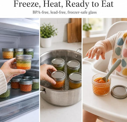 4 oz Glass Jars with Lids, 6 Pack Small Mason Jars with Gift Bags & Tags, Rustproof Airtight Mini Glass Jars, Straight Sided Jelly Jars for Baby Food, Spice, Jam, Candle Making & Favors