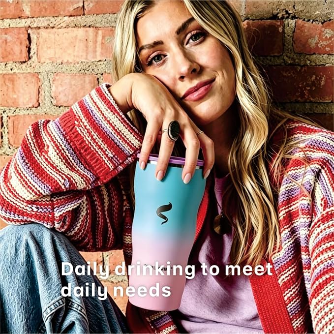 30 oz Stainless Steel Insulated Tumbler with Straw and Lid, Double Wall Vacuum Travel Cup, Spill Resistant, Fits Most Cup Holders, for Water, Iced Coffee and Hot Drinks, Mermaid Dream