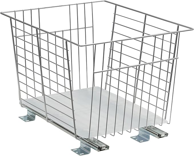 Household Essentials Nickel-Plated Steel Basket Organizer with Clear Plastic Liner