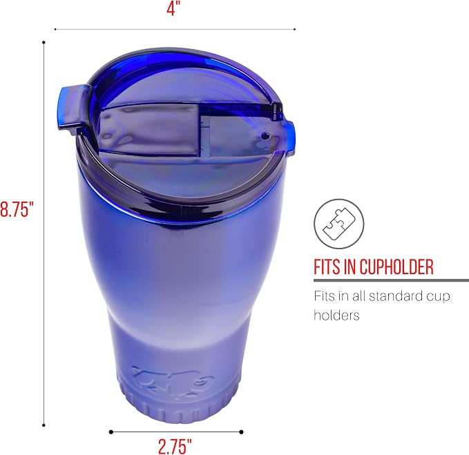 Silver Buffalo Double Walled Vacuum Insulated Stainless Steel Tumbler With Flip Top Lid Keeps Hot and Cold, Travel Coffee Mug Leakproof Lid, 30 Ounces, Royal Blue