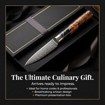 Tidal Black - 4" Paring Knife - Damascus
