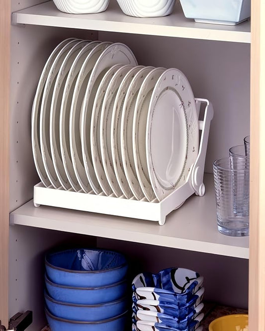 Collapsible Small Dish Drying Rack for RV, Camper, Dorm & Small Space – 12-Slot Foldable Plate Organizer, Compact Plastic Cabinet-Friendly Dish Holder for Kitchen Counter, Sink, Boat & Apartment
