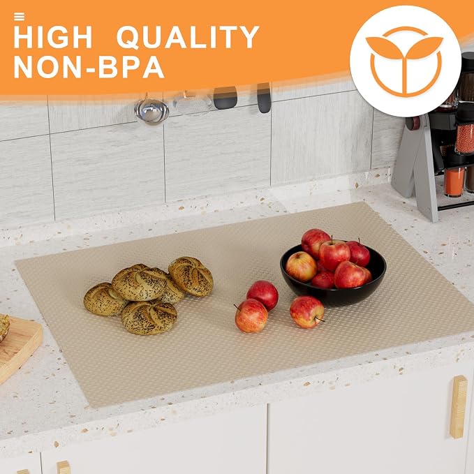 Cabinet Shelf Liner Waterproof Khaki - 22 Inch Wide Easy to Cut Under Sink Mat - Non-Adhesive Large Drawer Liner 22 x 300 in