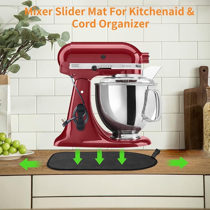 Sliding Mat Compatible with Kitchenaid Mixer with 2 Black Kitchen Accessories, Mixer Slider Mover Pad Compatible with Kitchenaid 4.5-5 Qt Tilt-Head Stand Mixer, Kitchen Aid Mixer Accessories