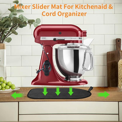 Sliding Mat Compatible with Kitchenaid Mixer with 2 Black Kitchen Accessories, Mixer Slider Mover Pad Compatible with Kitchenaid 4.5-5 Qt Tilt-Head Stand Mixer, Kitchen Aid Mixer Accessories
