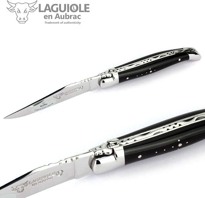 Laguiole en Aubrac Handmade Knife 11 cm L0211BUIF Buffalo Horn Handle, Blade and bolsters Stainless Steel Shiny