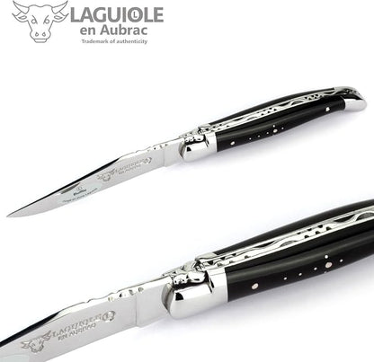 Laguiole en Aubrac Handmade Knife 11 cm L0211BUIF Buffalo Horn Handle, Blade and bolsters Stainless Steel Shiny