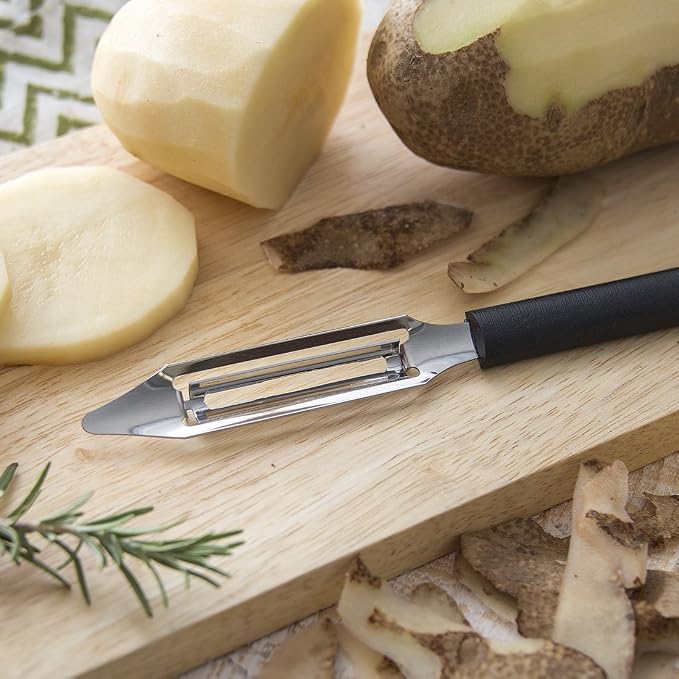 Rada Cutlery Peel, Pare & Slice Gift Set (G218) with Quick Edge Sharpener (R119), 3-piece Knife Set and Knife Sharpener, Stainless Steel Blades, Black Handle