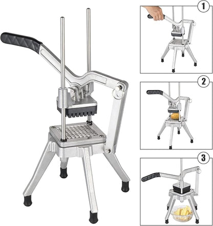 ROVSUN Commercial Vegetable Chopper French Fry Cutter Potato Slicer Fruit Chopper, Super Value Set of Suction Feet, 1/2'', 3/8'', 1/4'', 8-Wedge Blades and Pusher Blocks for Restaurant, Home & Kitchen