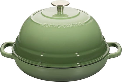 EDGING CASTING Enameled Cast Iron Dutch Oven Pot with Lid, Round Bread Oven for Homemade Sourdough Bread Baking, 6 Quart, Pistachio Green