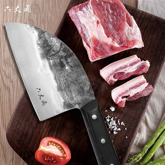 Forging Serbian Chef Knife Chopping Knives Full Tang High Carbon Clad Steel Almasi Butcher Cleaver for Kitchen Outdoor BBQ Camping Birthday Christmas Gift Men