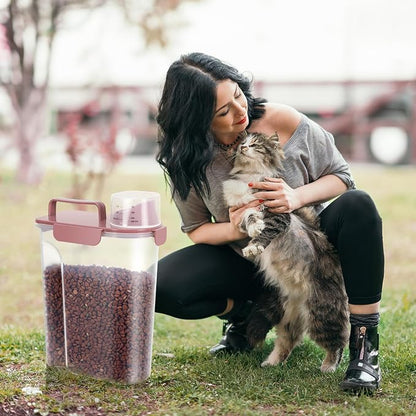 LEAWALK 5Lbs Airtight Cat Dog Food Storage Container with Upgraded Large Nozzle BPA-Free, Pet Food Storage Containers for Rice, Grain, Pet Food, Flour, Dog Treat Storage (Pink, 5L-1pack)