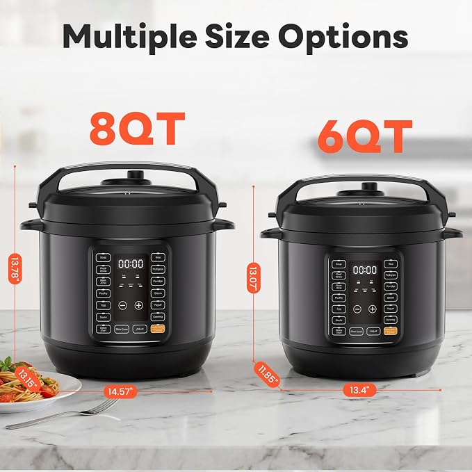 Sweetcrispy 16-in-1 Electric Pressure Cooker 6QT, 12-Preset Multi Cookers with Ceramic Pot, Slow Cook Rice Steamer Sauté Soup Yogurt Maker and More, Recipe Book