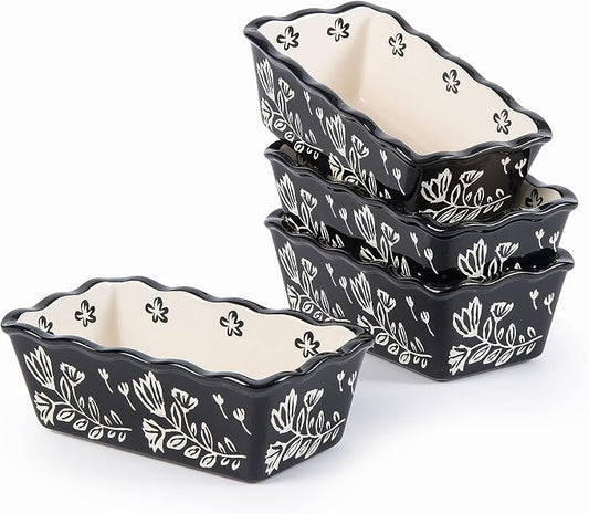 Mini Loaf Pans for Baking - 4-Piece Ceramic Bread Pans