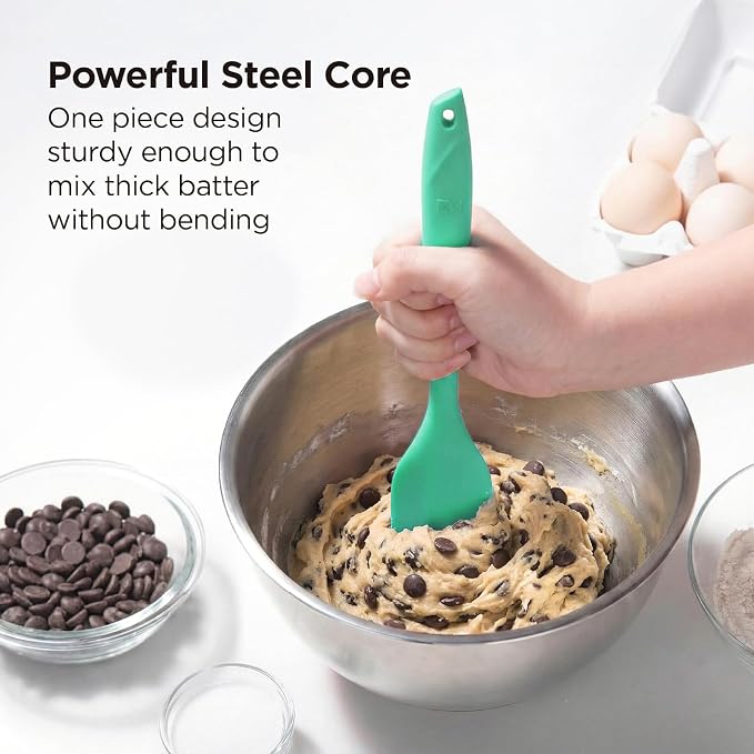 Kitchen Mama WaltzGrip Platinum Silicone Scraping Spatula: Heat Resistant, Seamless, Non Stick for Frying Pan Cookware, Safe, Flexible Bowl Scraper - Ideal for Mixing, Baking, Stirring (Teal)