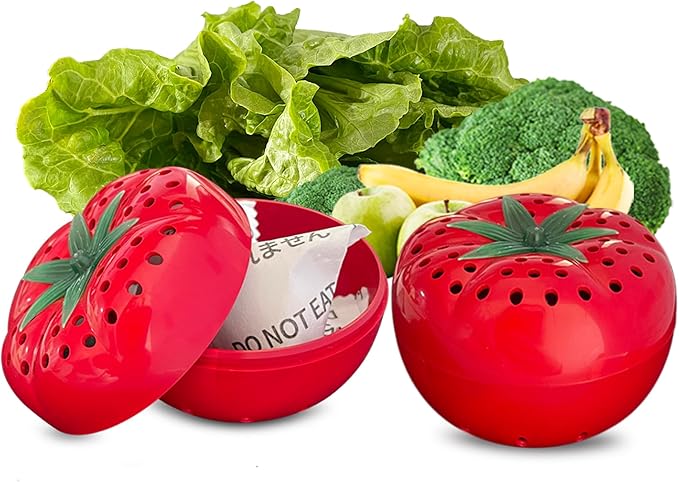 Produce Freshness Preserver Saver Kit- Keep Fruits and Vegetables Fresh Longer, Ethylene Gas and Odor Absorber in Refrigerator (2 Pack)