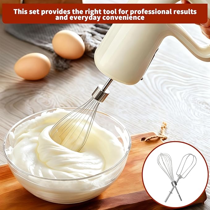 Hand Mixer Beaters Attachments for KitchenAid KHM512 KHM6118 KHM7210 KHM926, Including Turbo Beater, Pro Whisk, Dough Hooks, Blending Rod, Set of 6