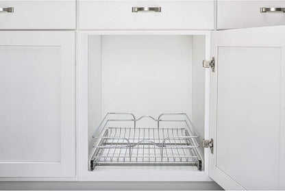 Rev-A-Shelf Steel Wire Pullout Drawer Organizer Shelf for Kitchen Cabinets, Slide Out Storage Basket, Min Opening Width of 14.5", 15" x 20", 5WB1-1520CR-1
