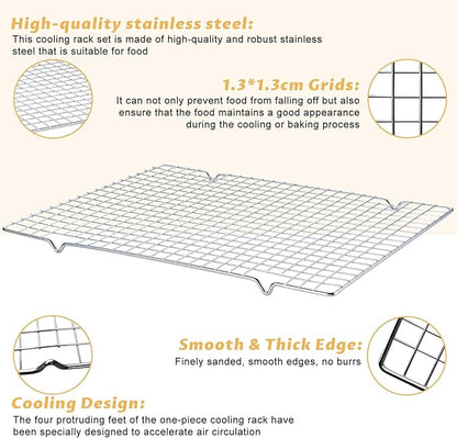 Baking Sheet with Cooling Racks - 17'' x 11" x 0.5" Carbon Steel Cookie Sheets for Baking [2 Sheets + 2 Racks], Nonstick Baking Pans, Perfect for Baking, Roasting, and More