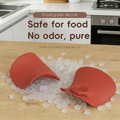 Flour Funnel for Kitchen Aid Mixer | Food-Grade Silicone Pouring Shield for KitchenAid Mixer | Hands-Free Clip-On Accessory for Baking, Fits All Standmixers, Space-Saving Design（RED