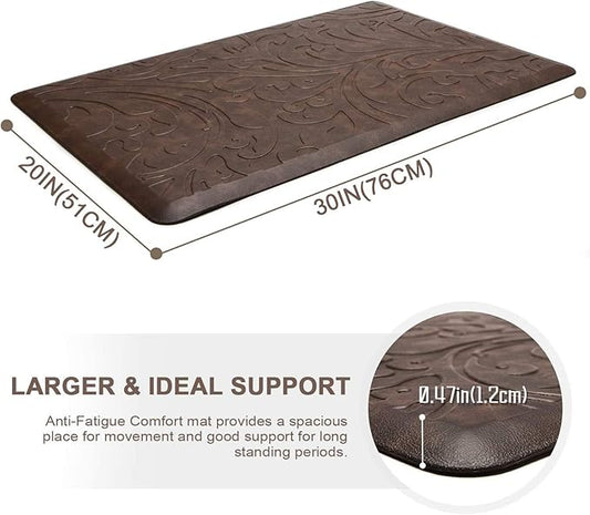 KMAT Kitchen Mat Cushioned Anti-Fatigue Floor Mat Waterproof Non-Slip Standing Mat Ergonomic Comfort Floor Mat Rug for Home,Office,Sink,Laundry,Desk 30"(L) x 20"(W),Brown